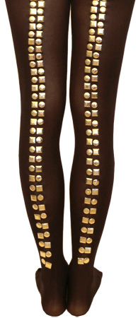 Plus Size Gold Studded Footed Plus Size Tights